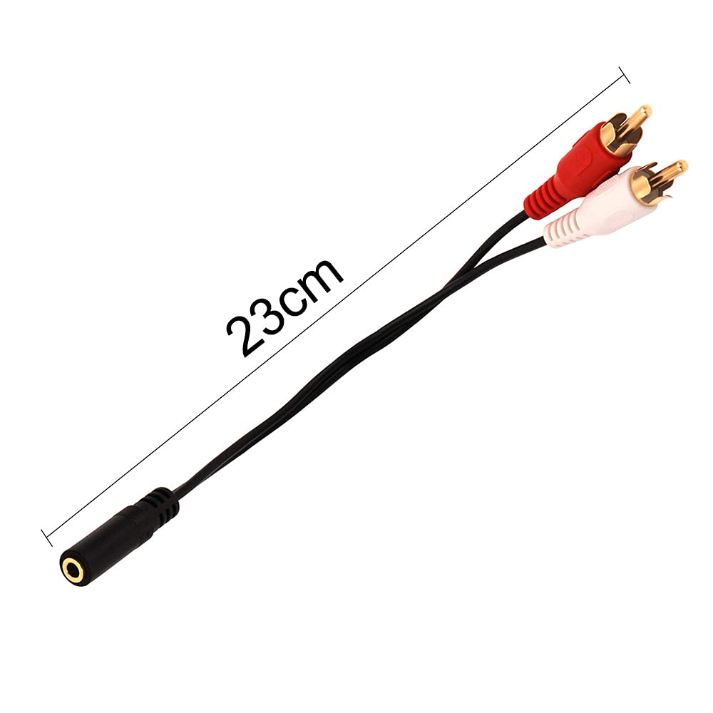 Кабель VCE RCA с переходником «мама» на 2 RCA, позолоченный, 23 см, 3,5 мм, штекер 3,5 мм, Y-образный разветвитель, с покрытием.