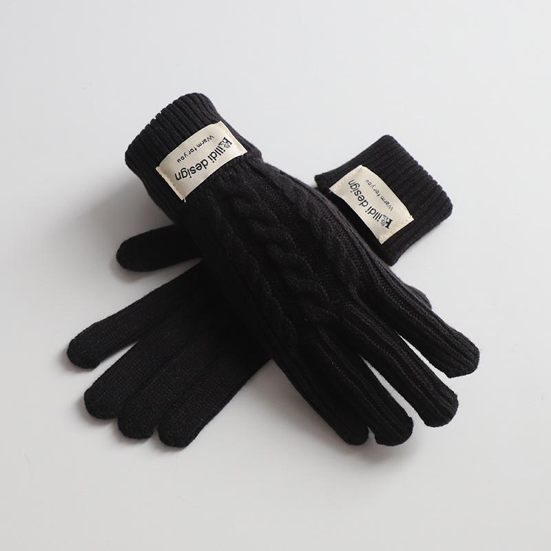 Wool Knitted Balaclava with Neck Scarf Integrated Hat Gloves Autumn and Winter Neck Protection Fashionable Red