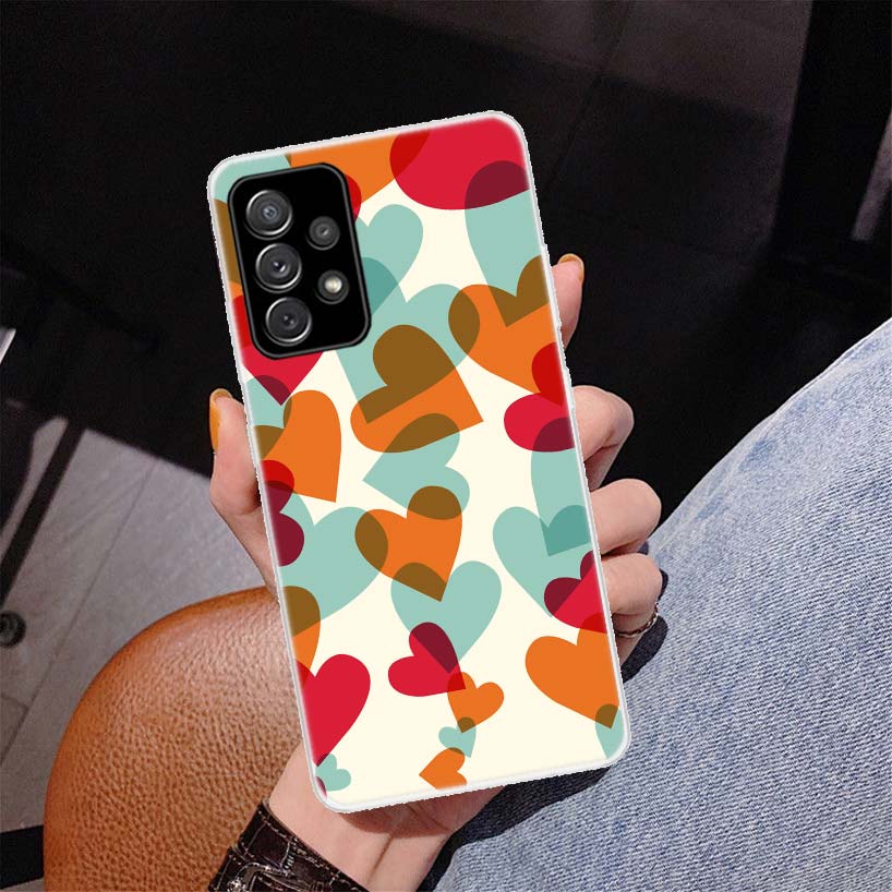 Модный чехол для телефона с фиолетовым сердцем и кругом для Samsung Galaxy A53 A52 A73 A72 A12 5G A13 A22 A23 A32 A33 A02S A03S A42 A