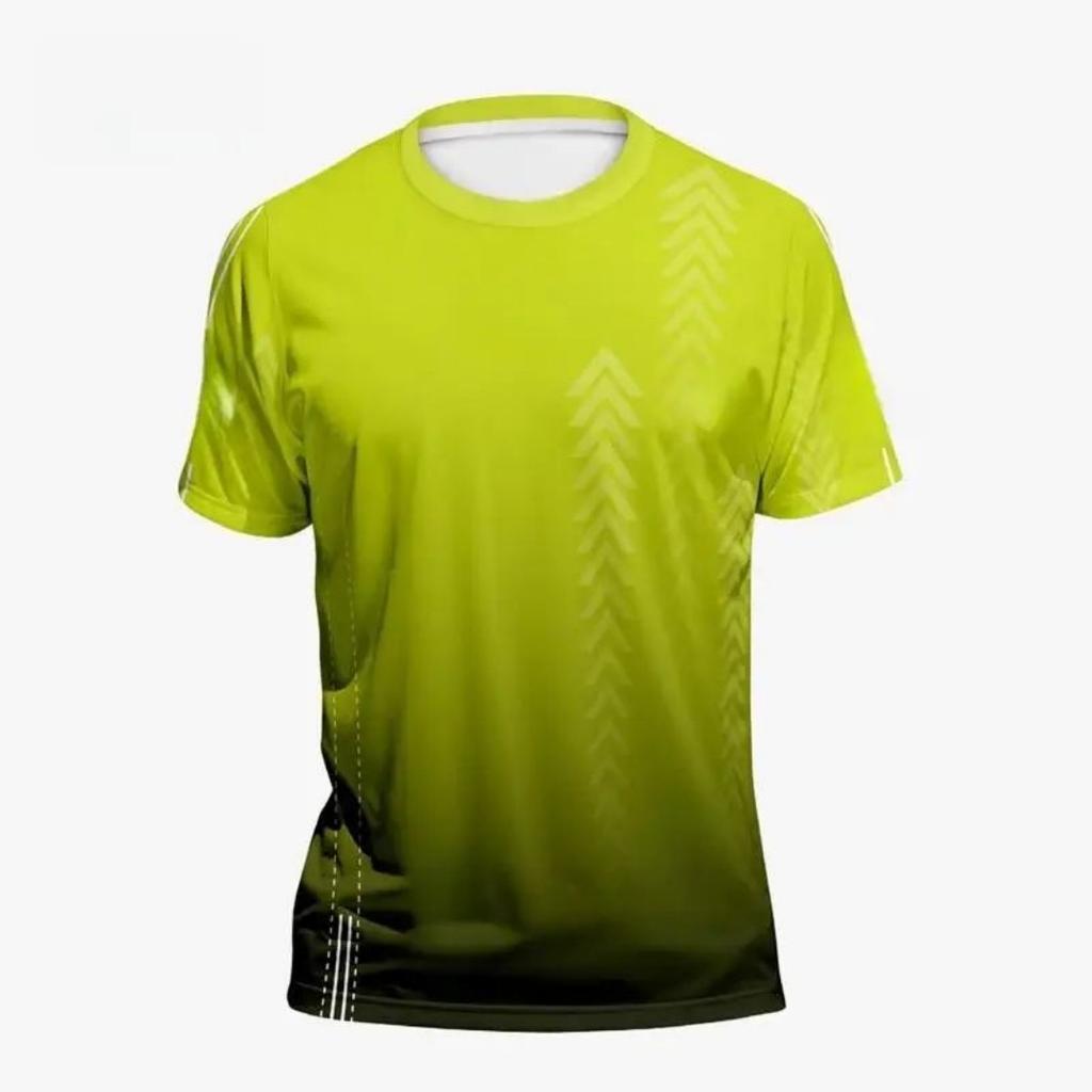 Лето 2025 новый мужской спортивный T-shirt Быстросохнущий высокий 3D градиентный с коротким рукавом T-shirt Тренировка на открытом воздухе тренировка по баскетболу бег