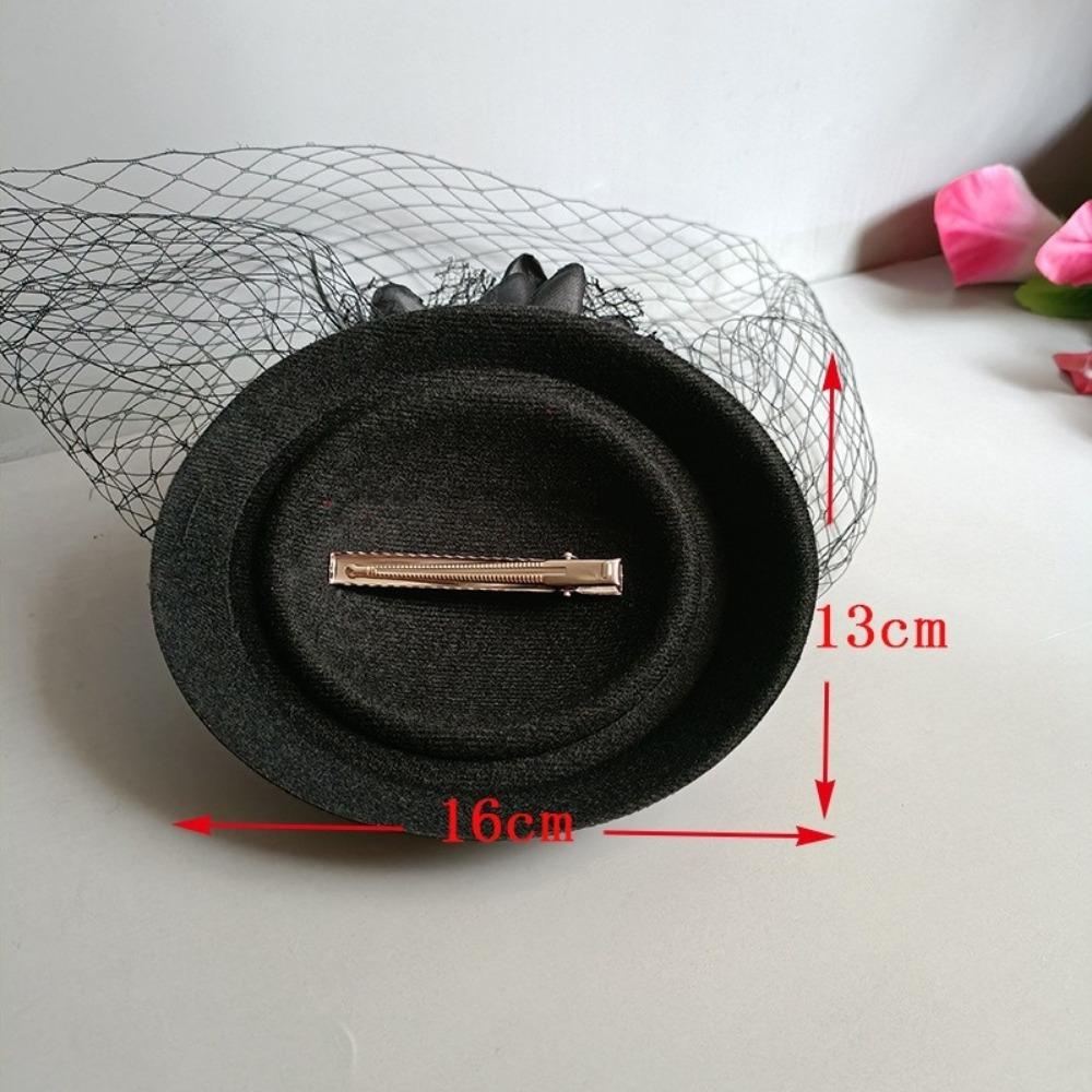Черные шляпы из шерстяного фетра, сетчатый головной убор для званого ужина, ретро головной убор невесты, аксессуары для волос