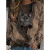 Kawaii Cat Women's 3D Print Casual Long Sleeve Pullovers Oversized Harajuku Sweatshirt Daily Blouse Female Loose Hoodies