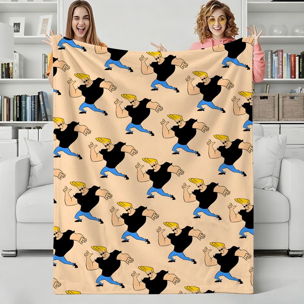 Cartoon J-Johnny Bravos Throw Flannel Blanket Perfect for Sofa Office Bed Travel Sleep Read Relax Camping four season use