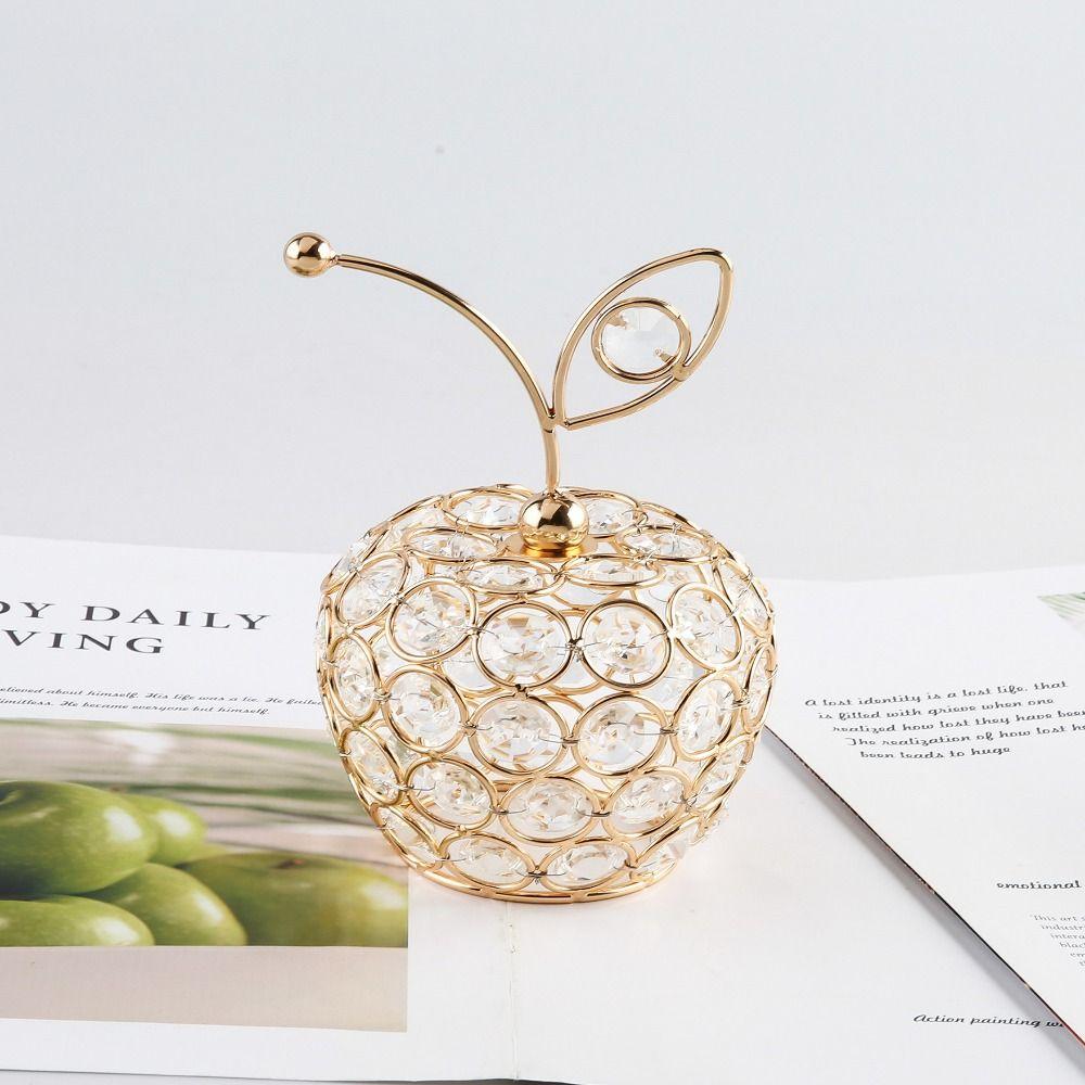 Metal Fruit Figurine Artificial Crystal Pear Ornament Gold Crystal Pear Ornament Living Room