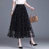 Сетчатая юбка с цветочным принтом, женская весна-лето-осень, длинная газовая юбка с высокой талией, изящные модные пышные юбки, элегантная женская юбка с принтом