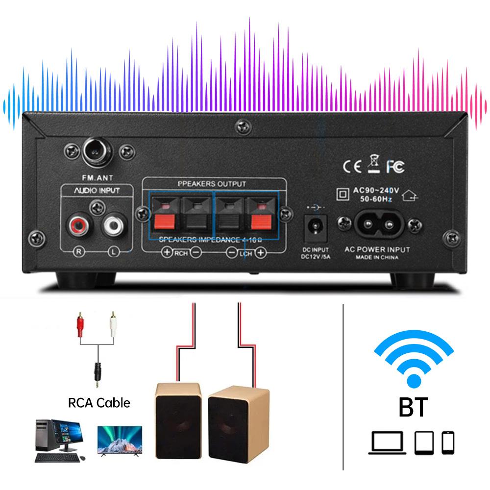 AK45 Pro HiFi цифровой усилитель Bluetooth 5.0 объемный звук усилитель канал 2.0 макс 820 Вт динамик для дома автомобиль караоке USB RCA микрофон