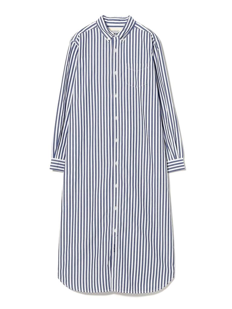 Beams Boy Women's Striped BD Dress, Long Sleeve, Navy, One Size