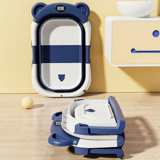 2 шт./комплект складная детская ванночка с термометром мягкая подушка складная конструкция визуальный датчик температуры детская ванночка