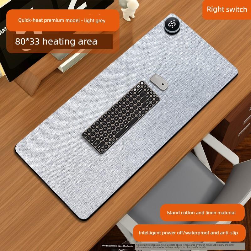 Winter Lambskin Heating Desk Pad, Study Desk Oversized Hand-Warming Mat, Office Desktop Heated Mouse Pad