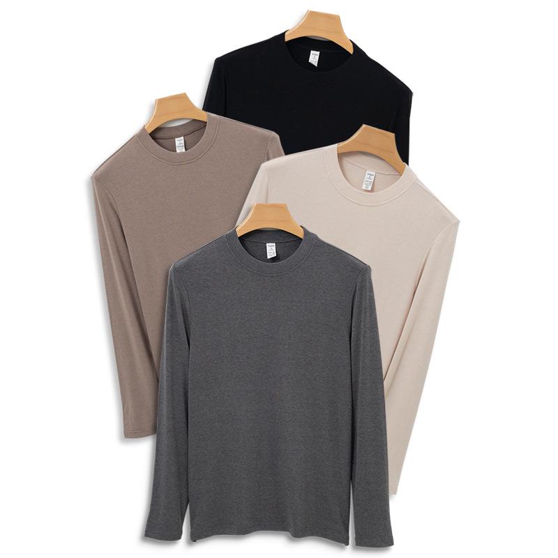 Men's Luxury Wool-Silk Thermal Round Neck Shirt for Autumn & Winter
