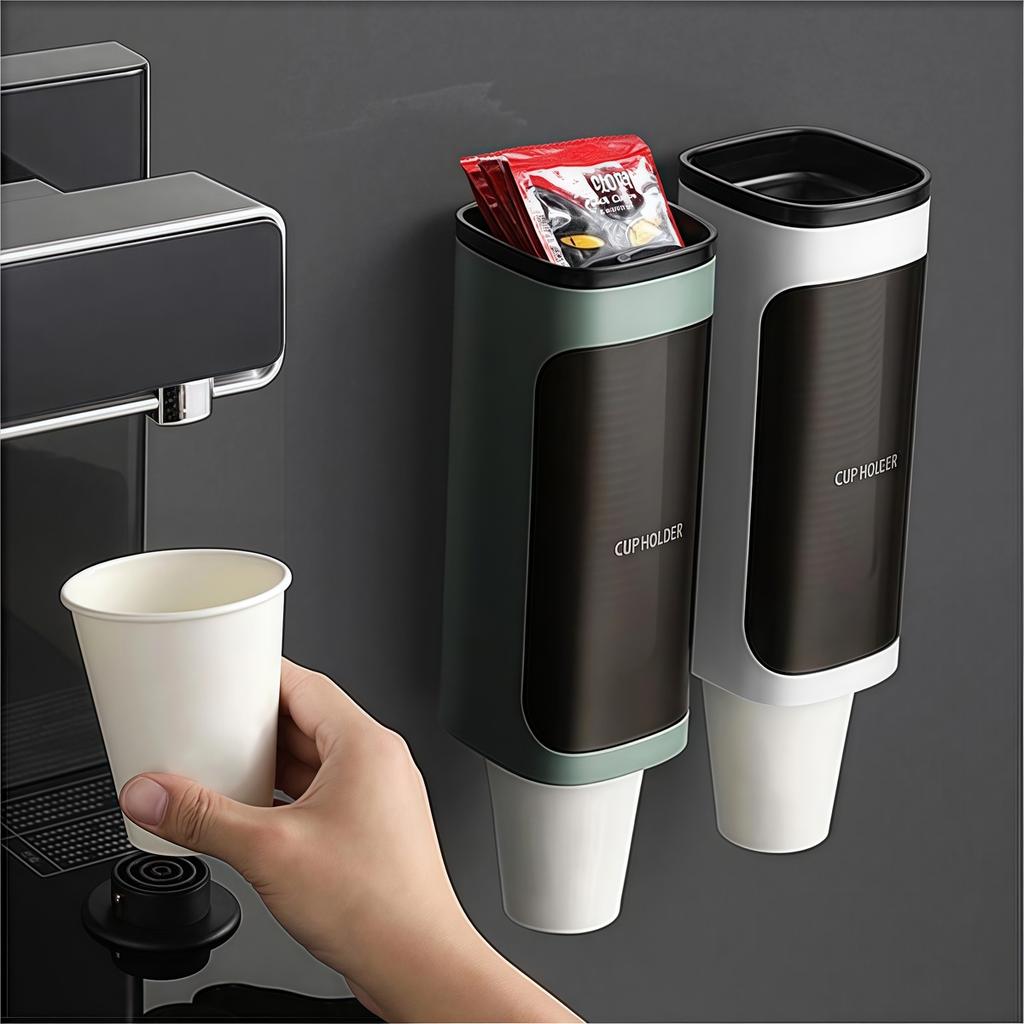 Household Disposable Cup Holder Water Dispenser Storage Paper Cup Rack Space-Saving Taker Automatic Cup Dropper Organizer