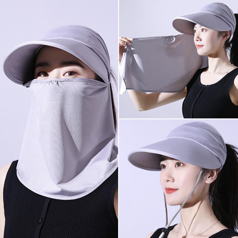 Adjustable Outdoor Cycling Mask Removable Sunscreen Hats New Ice Silk Sunscreen Cap