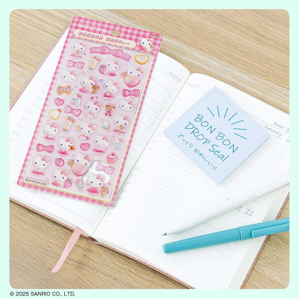 Канцелярские товары Персонаж Sanrio Bonbon Drop Hello S8812101 Sun-Star Наклейки, Стикеры, Китти, Розовый,