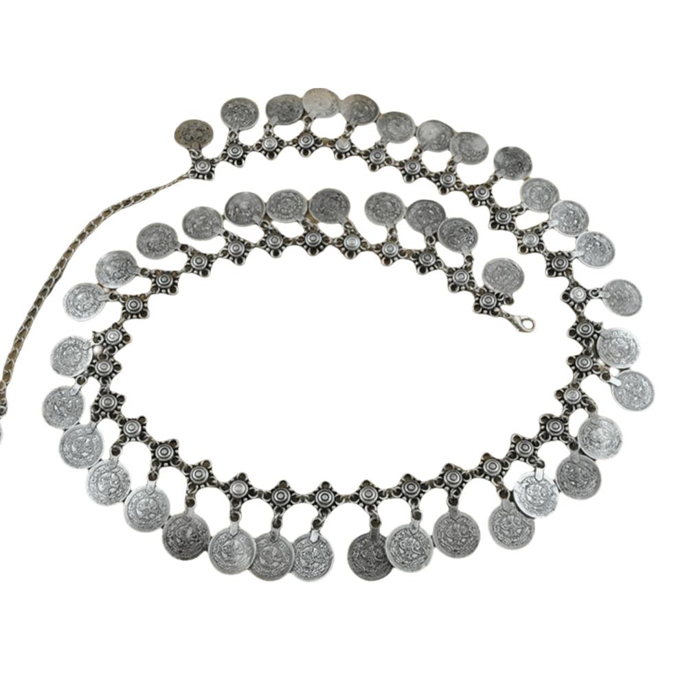Dance Belt Beach Body Chain Coins Bead Ethnic Style Bohemian Belts Metal Belt Women Waist Chain