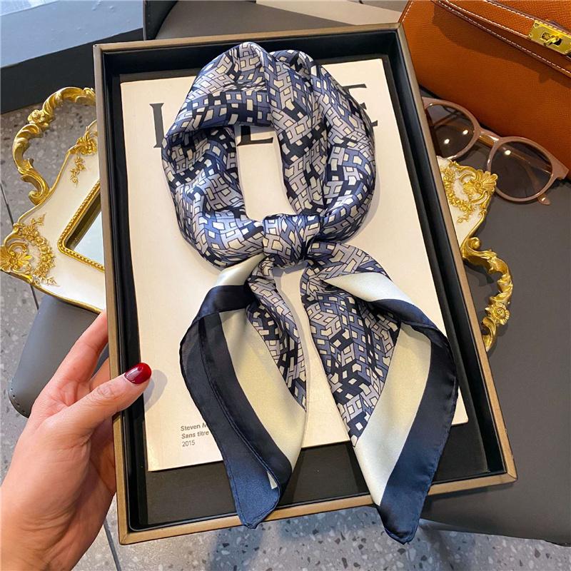 70*70cm Silk Shawl Square Printed Scarf Women Satin Neck Hair Band Soft Neckerchife Kerchief Bandana Foulard