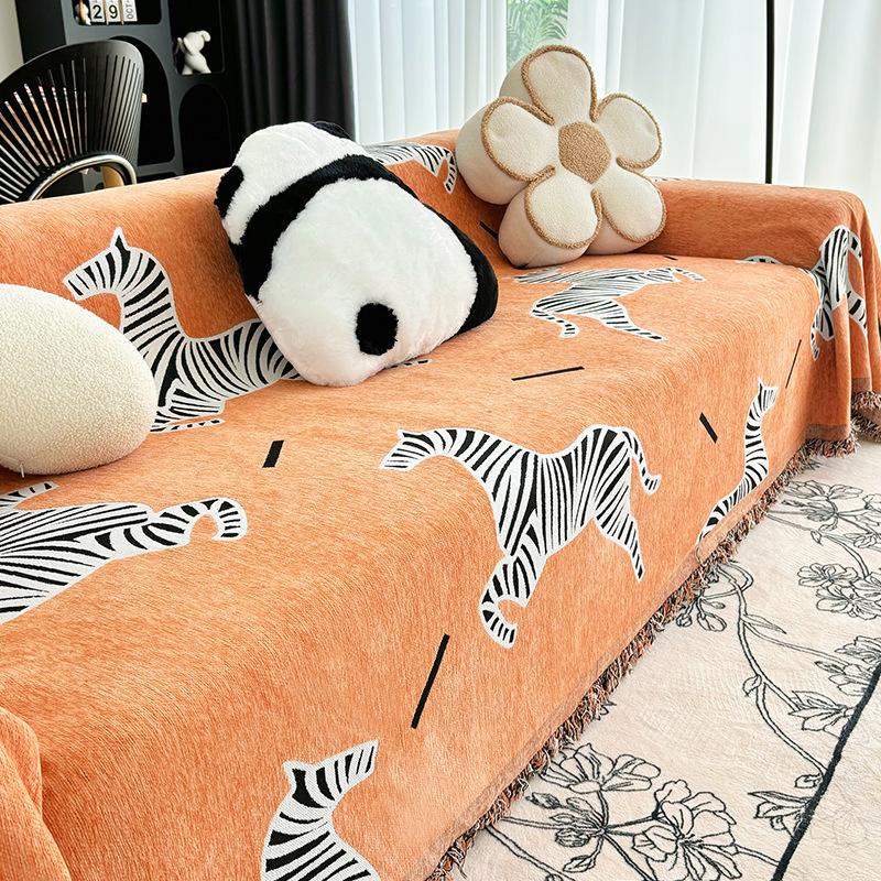 Зебра диван полный чехол ткань новый шенилл диван полотенце Four Seasons универсальный чехол для подушки полный чехол