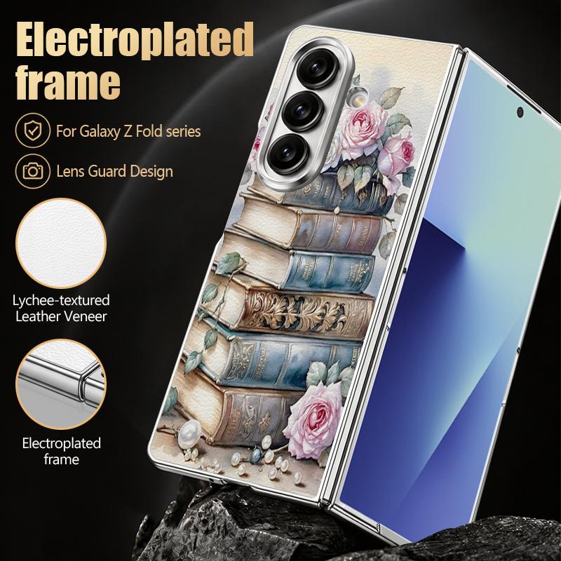 Ретро Чехол с акварельным цветочным принтом для Samsung Z Fold 8 Ultra 7 6 5 Роскошная Позолоченная Кожаная Накладка Жесткая Защитная Крышка Телефона для Galaxy Z Fold8 Fold7 Fold6