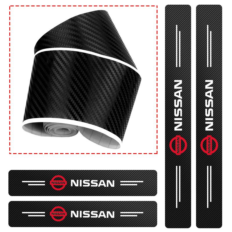 4pc Car Door Threshold Carbon Fiber Scuff Plate Sticker Car Accessories For Nissan Qashqai J10 J11 Trail Tiida Juke Teana Pulsar