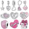 Серия «Сердце» Комбинация бусин Аксессуары для браслетов «Сделай сам» Ювелирные изделия 925 пробы в стиле легкой роскоши Розовый подарок на День святого Валентина
