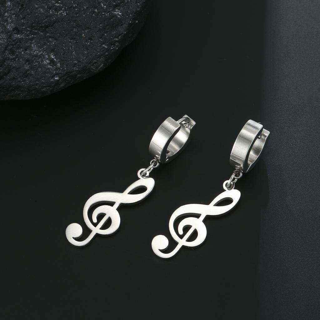 Серьги-подвески My Shape Fashion в виде нот для мужчин и женщин, сережки-клипсы на кольце из нержавеющей стали, панк-украшения для вечеринки, концерта