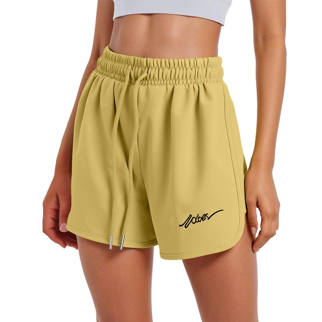 Женские спортивные шорты, повседневные свободные однотонные шорты с эластичной резинкой на талии