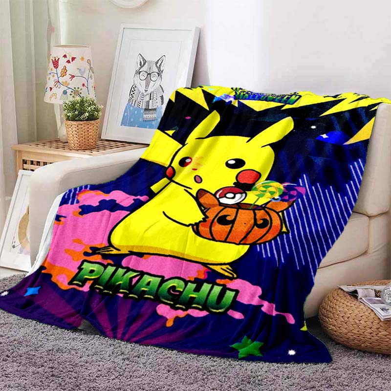 2026 New1PC Pokémon Pikachu Pattern Blanket Warm Soft Fluffy Kids and Adults Sofa Bed Throw Blanket Outdoor Travel Camping Luxur