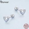 BAMOER стерлингового серебра 925 пробы, мини-серьги-гвоздики в форме сердца, простые серьги с платиновым покрытием для женщин, милые изящные ювелирные изделия, подарок