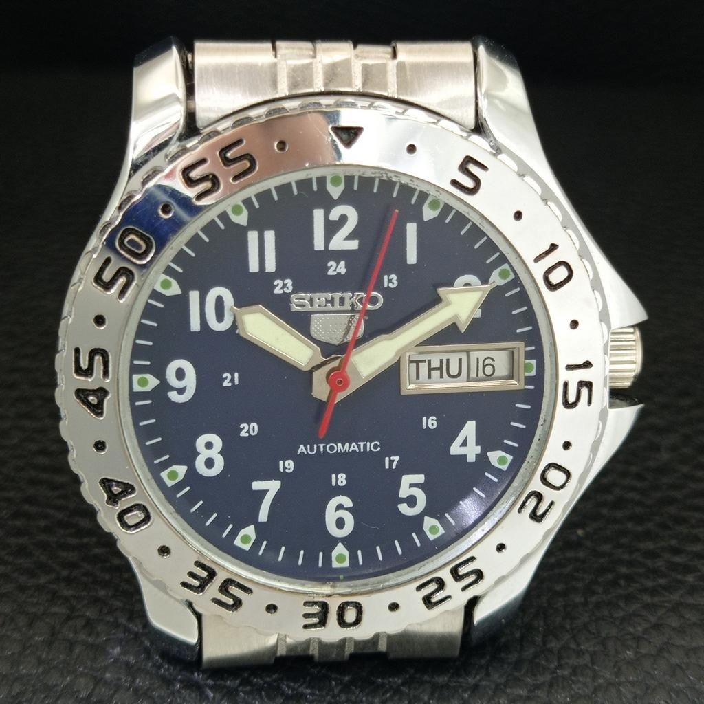 ВИНТАЖНЫЕ ОТРЕМОНТИРОВАННЫЕ МУЖСКИЕ АВТОМАТИЧЕСКИЕ ЧАСЫ SEIKO 5 ЯПОНИЯ СИНЕГО ЦВЕТА ДИСКА a442113-4
