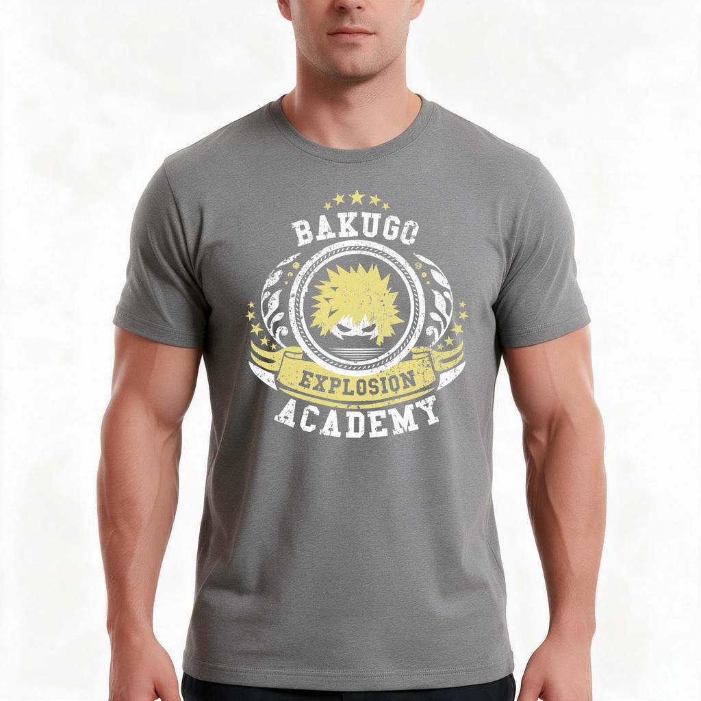 Bakugo Academy Tshirt Summer Casual Cotton Tee Oversized Streetwear Tops Vintage Graphic Print Loose Fit Short Sleeve