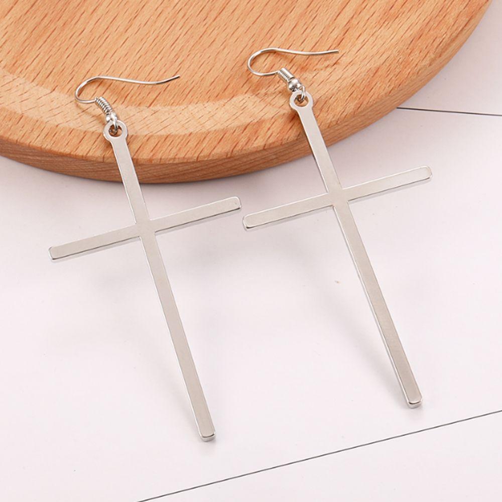 Exaggerated Jewelry Punk Rock Big Cross Long Earrings Ear Stud Dangle Drop