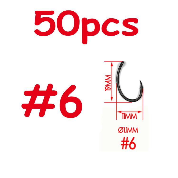 50 шт. # 2 # 4 # 6 # 8 # 10 с колючими тефлоновыми крючками для карпа Yn, прочный, острый кованый хвостовик, матовый черный цвет, карповые снасти, снасти для волос