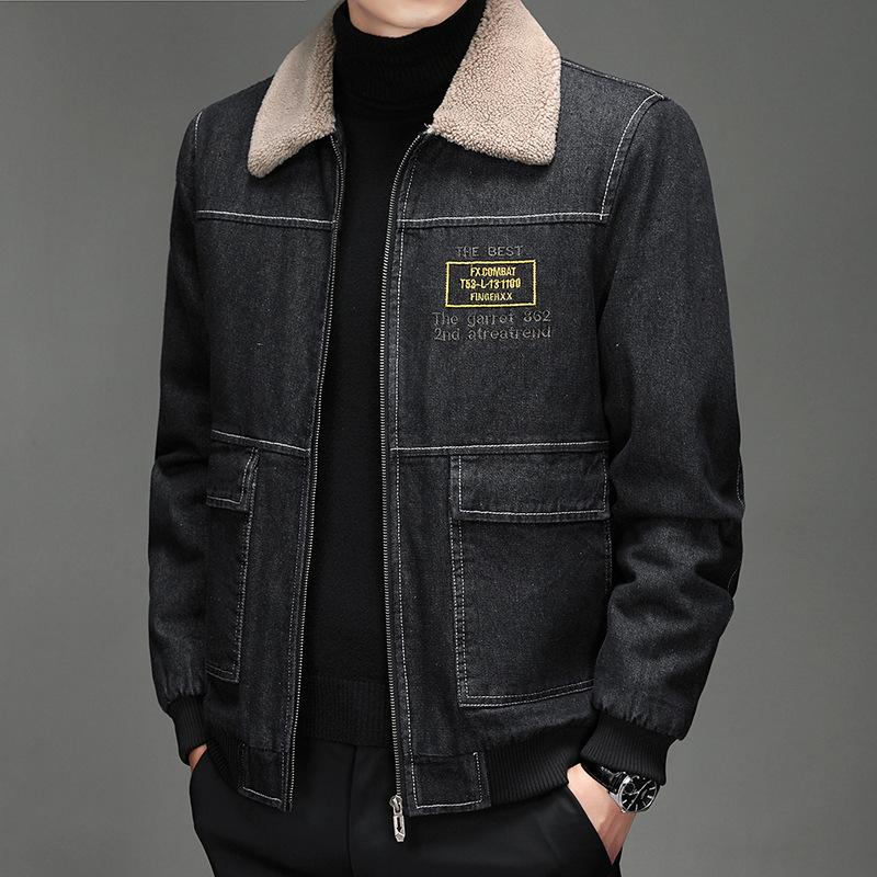 Джинсовая куртка мужская осенняя свободная трендовая теплая верхняя часть осенне-зимняя повседневная куртка
