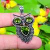 Кулон ручной работы из стерлингового серебра 925 пробы с натуральным совы и драгоценным камнем перидот 1,97 дюйма r4k02