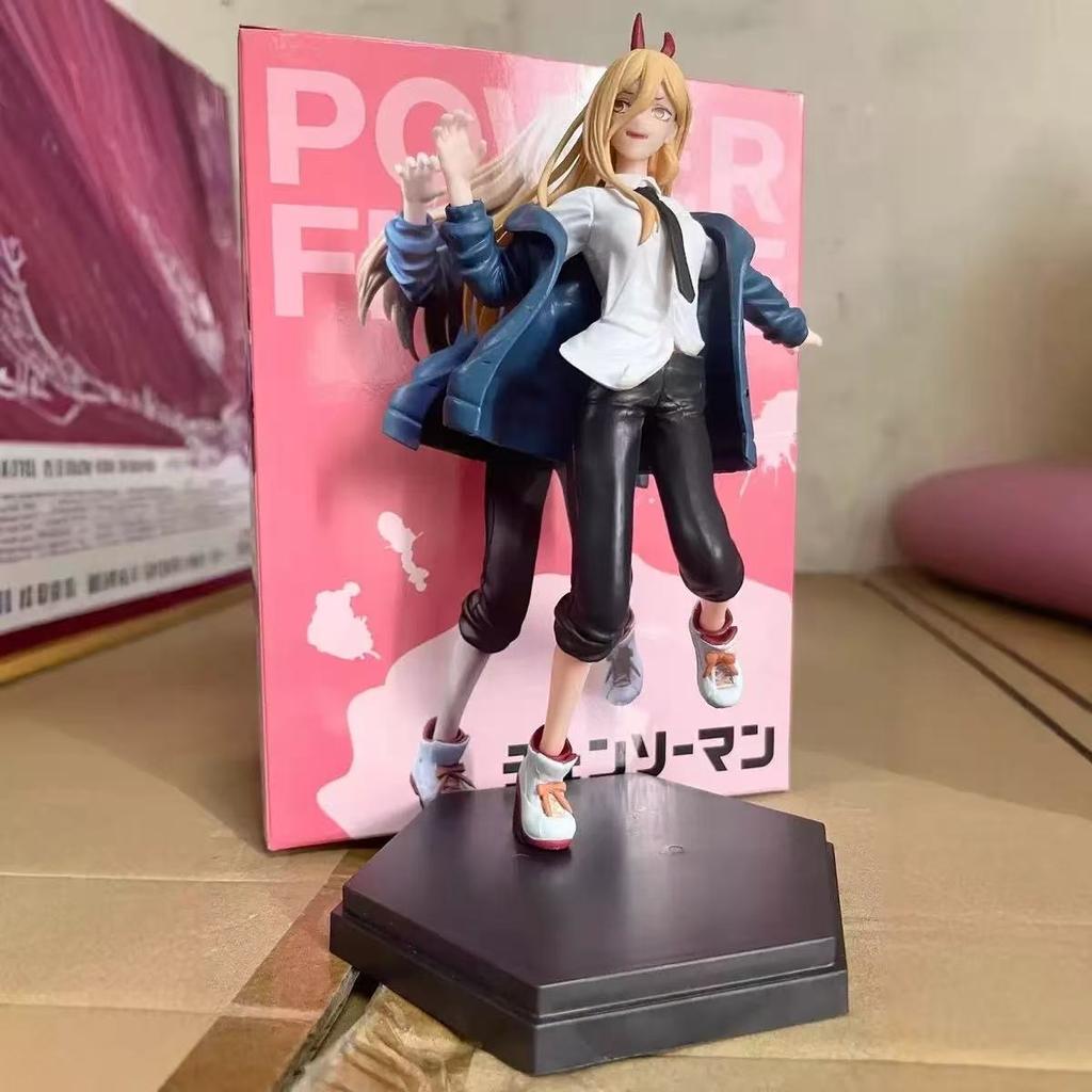 17СМ Аниме ЧЕЛОВЕК-БЕНЗОПИЛА Фигурка ПАУЭР Крутая Наклонная Сцена Настольная Модель Игрушки Подарки Коллекция Украшения PVC