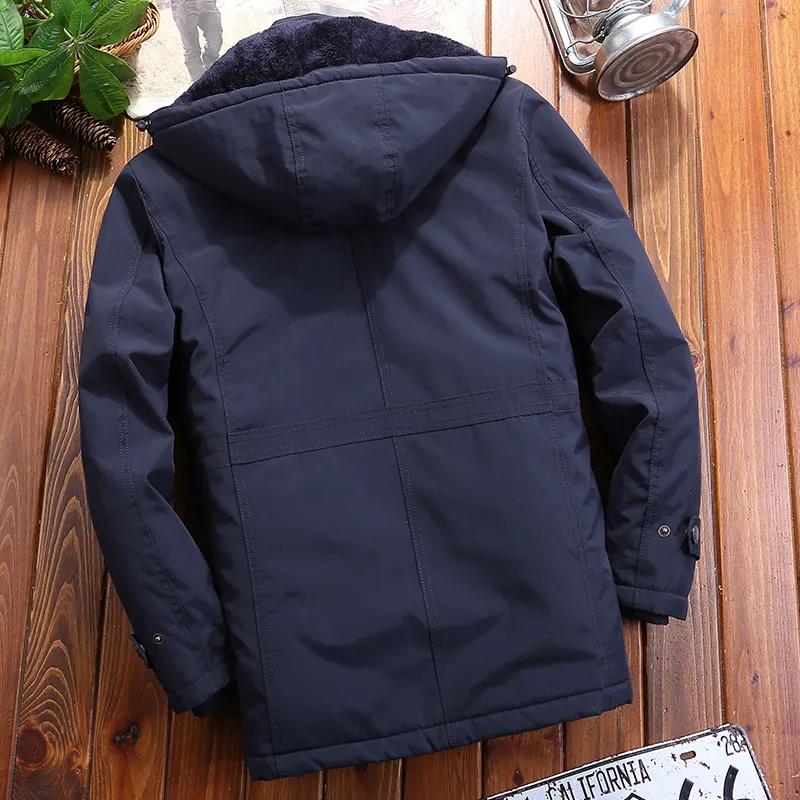 Plush Padded Jacket Men's Mid-length Multi-pocket Cotton-padded Jacket Down Jacket Winter