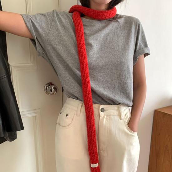 Женский вязаный шарф однотонный тонкий длинный шарф теплый мягкий на ощупь шарф уличный домашний зимний аксессуар