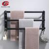Towel Hanger Wall Mounted 30-50 CM Towel Rack Bathroom Aluminum Black Towel Bar Rail Matte Black Towel Holder with Sticker