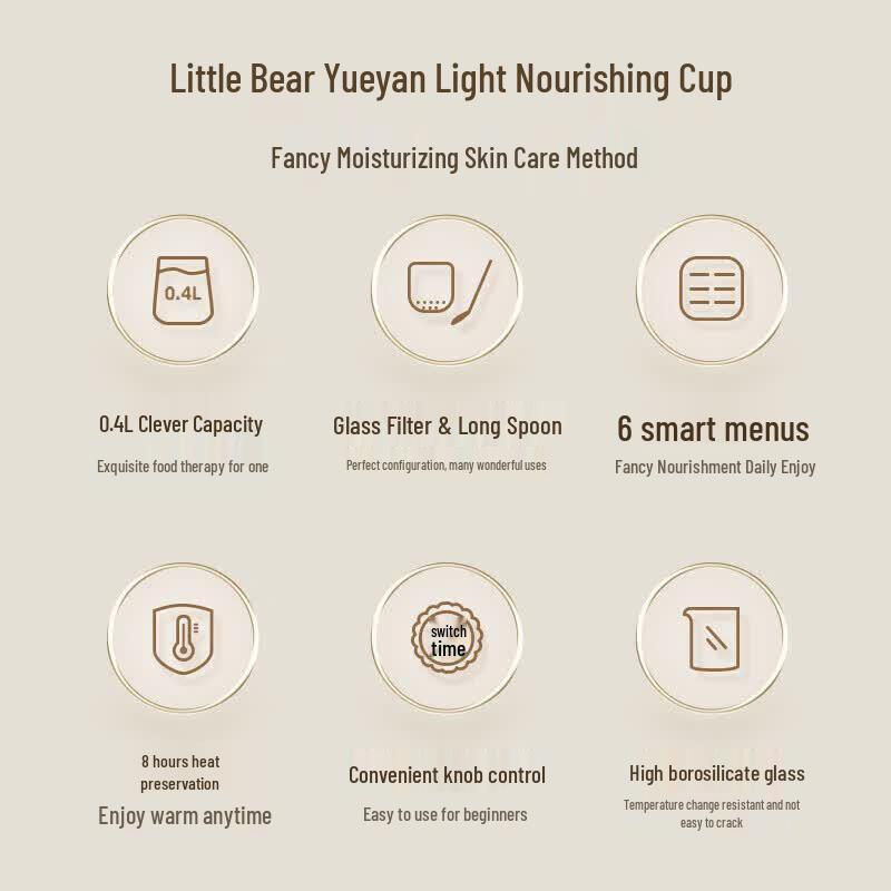 Bear Mini Glass Health Kettle 0.4L CN plug (adapter included)