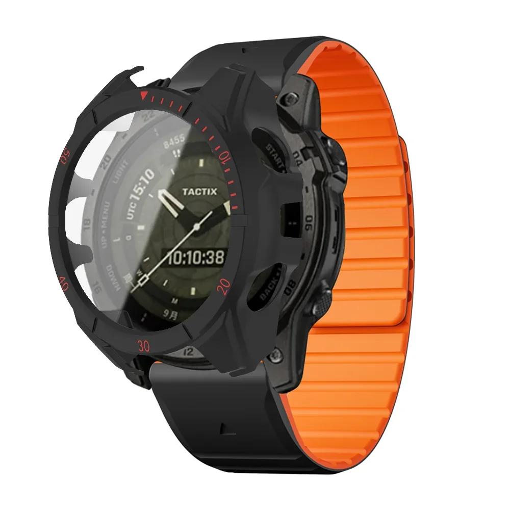 Ремешок+Чехол Для Garmin Fenix 8 47 51мм Защитное Стекло Магнитный Силиконовый Ремешок QuickFit Браслет Протектор Fenix8 Аксессуары
