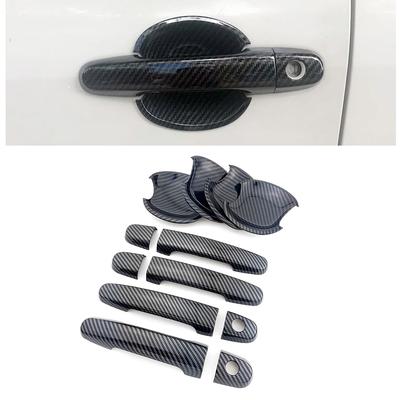 Для Toyota Corolla 2003-2012 Camry RAV4 Highlander Накладки на ручки дверей и накладки на углубления в дверях под руку, цвет под карбон, защита от царапин
