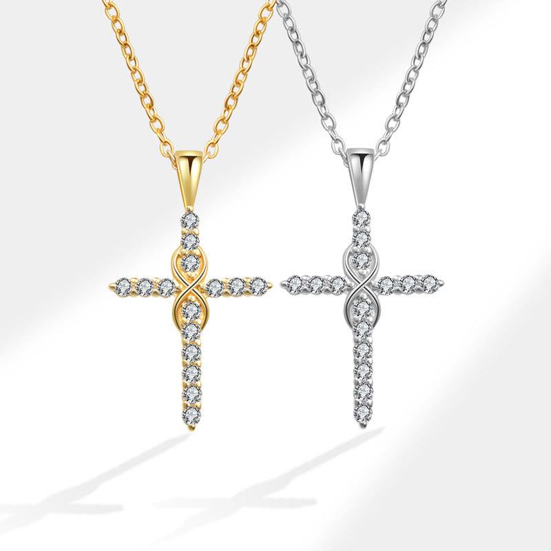 Exquisite Gold Tone Zircon Cross Pendant Necklace For Women Fashionable Versatile Clavicle Chain Jewelry Gift