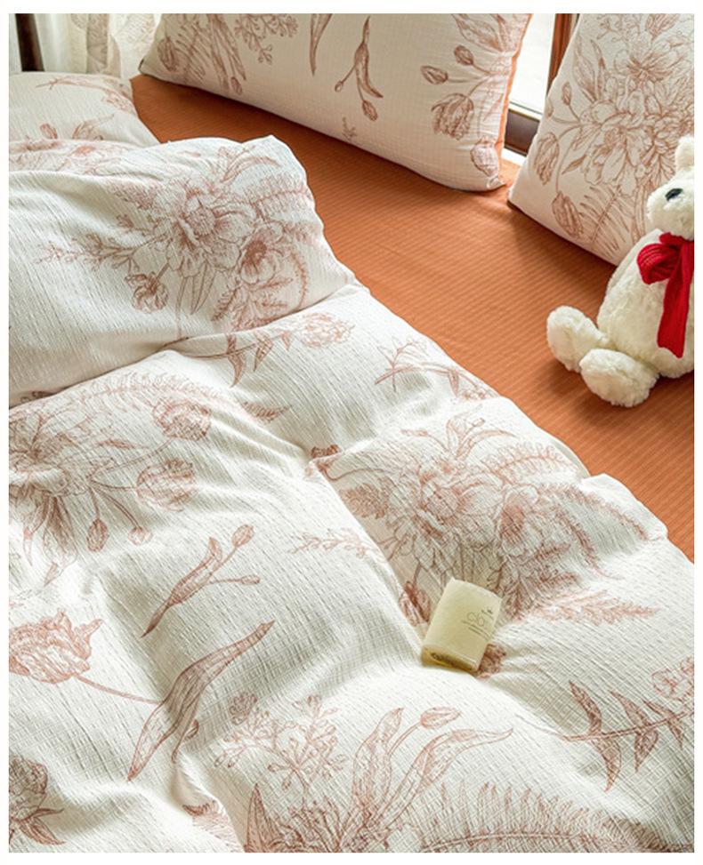 Комплект из четырех предметов из бамбукового хлопка класса А, двухслойной мягкой цветочной марли для мам и малышей - Включает комплект из трех предметов для студенческого общежития