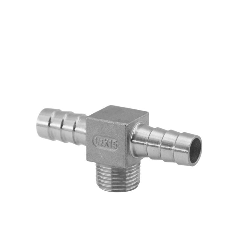 1/4" 3/8" 1/2" BSPT Наружная резьба x 8 10 12 15 19 20 мм Штуцер-тройник для шланга 3 направления 304 Нержавеющая сталь Фитинг для трубы Соединитель Разветвитель