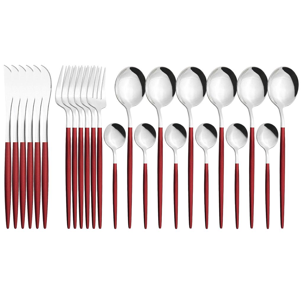 24pcs Black Gold Cutlery Set Mirror Stainless Steel Dinnerware Set Knife Fork Spoon Tableware Flatware Set Dishwasher Safe Kitchen Wedding Accessories