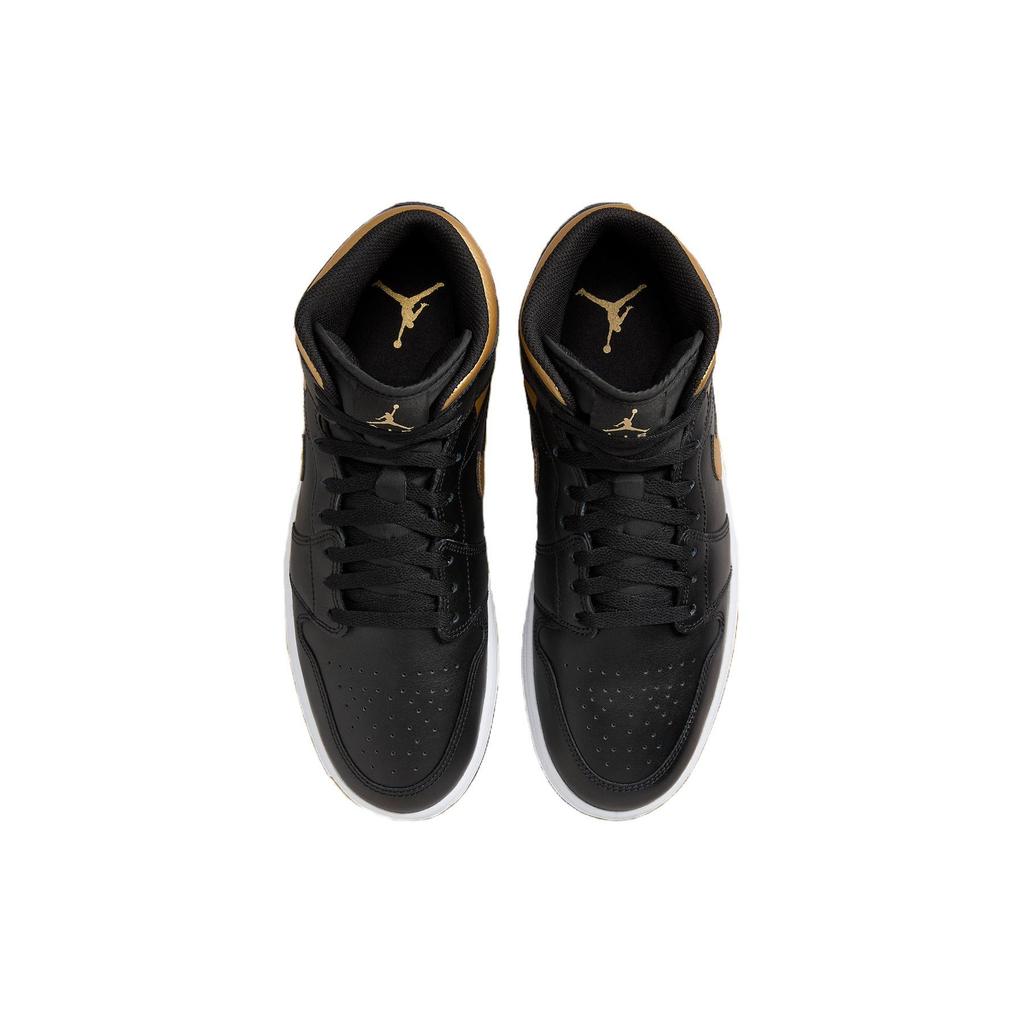 Кроссовки Air Jordan 1 Mid Черный Металлик Золотой Мужские Белый DQ8426-071