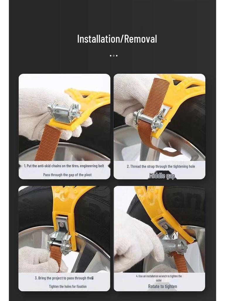 Car Tendon New Thickened TPU Snow Chain: Emergency 5-Stud SUV Tire Anti-Skid Chain, Universal Fit.