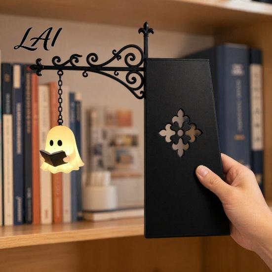 Warm Reading Light Ghost Bookshelf Light Decorative Library Lantern Vintage Fantasy Book Nook Lamp Magic Cozy Lamp for Bookworms Portable