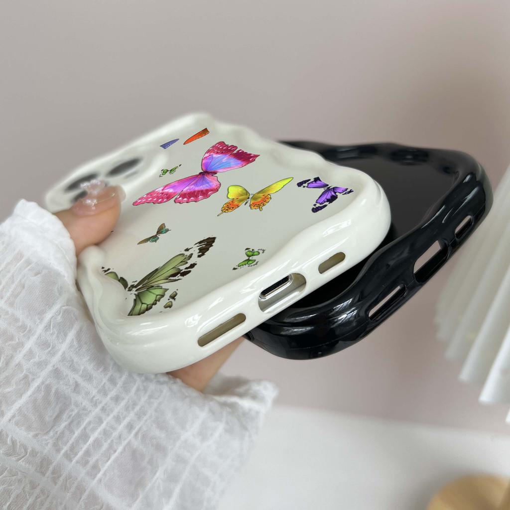 Мягкие волнистые чехлы для телефонов N76 с бабочкой для Samsung A54 A34 A13 A14 S23 S24 Ultra Xiaomi Redmi Note 13 12C Realme Infinix, защитный бампер