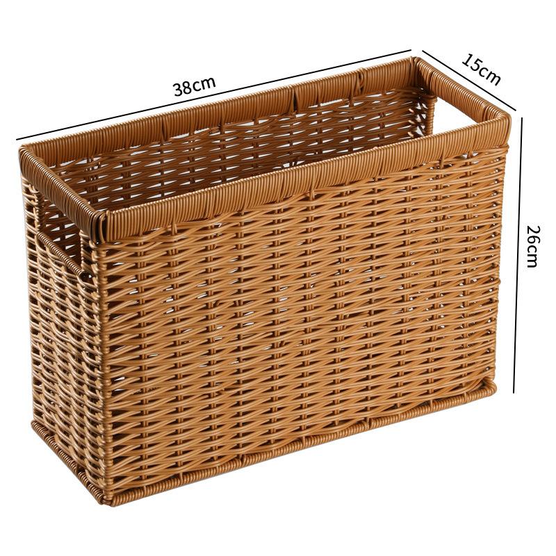 Корзины для хранения из лозы, прямоугольные плетеные полки-корзины, ящики для хранения из ротанга, дизайнерская корзина для белья, корзина для журналов, узкая, стильная