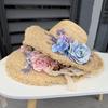 Summer French big brim sun hat women's fashion ins seaside sun protection Lafite straw hat idyllic flower sun hat